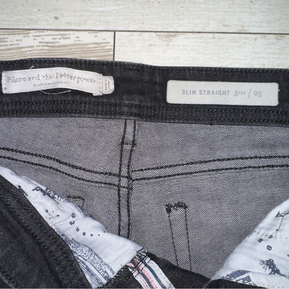 Pilcro & The Letterpress Slim Straight Jeans Black Gray Wash Women’s Size 25 - Picture 6 of 12